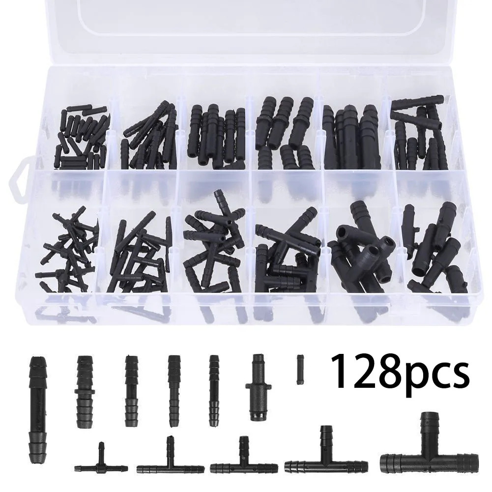 

113Pcs Car Hose Connector Assortment Reducer Set Straight T Piece Connector Irrigation Dripper Watering Garden Tools