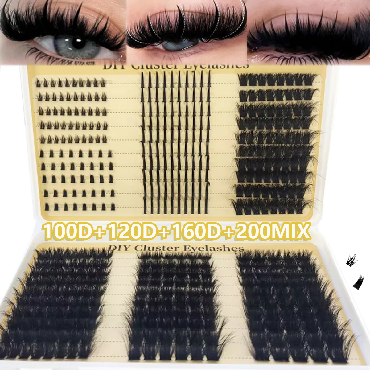 HBZGTLAD 200D-60D Wimpernbüschel mit geschwungenen, spitz zulaufenden Wimpern, flauschiges Wimpernbuch mit großer Kapazität, russische Wimpernverlängerung – Detail 15