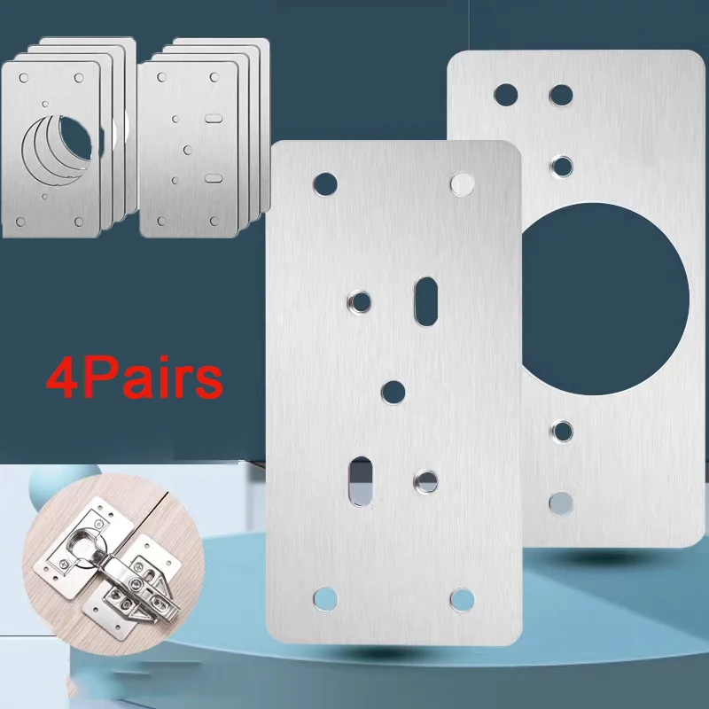 Flat Fixing Brace Brackets Kitchen Cupboard Door Hinge Mounting Plate With Holes Household Tools Cabinet Hinge Repair Plate Kit