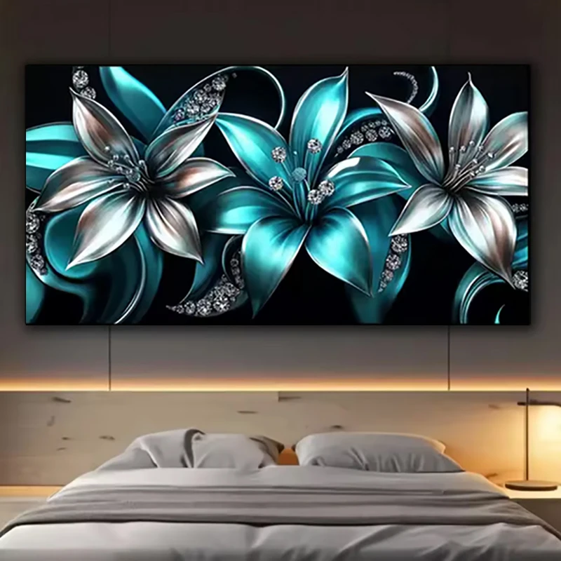 Modern Green Lily Flowers Diamond Painting Kits For Adults, 5D Diamond Art Kits For Beginners, DIY Full Drill Paint With Diamond