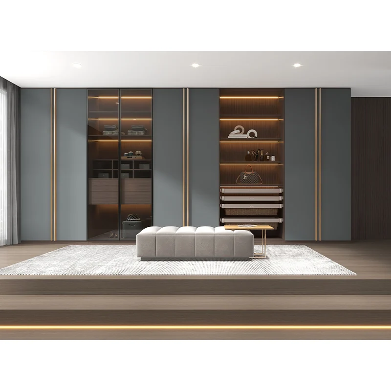 فندق الطفل النساء الرجال الخشب البسيطة كبار مجلس الزجاج انزلاق الباب خزائن خزانة لغرفة النوم غرفة المعيشة #2