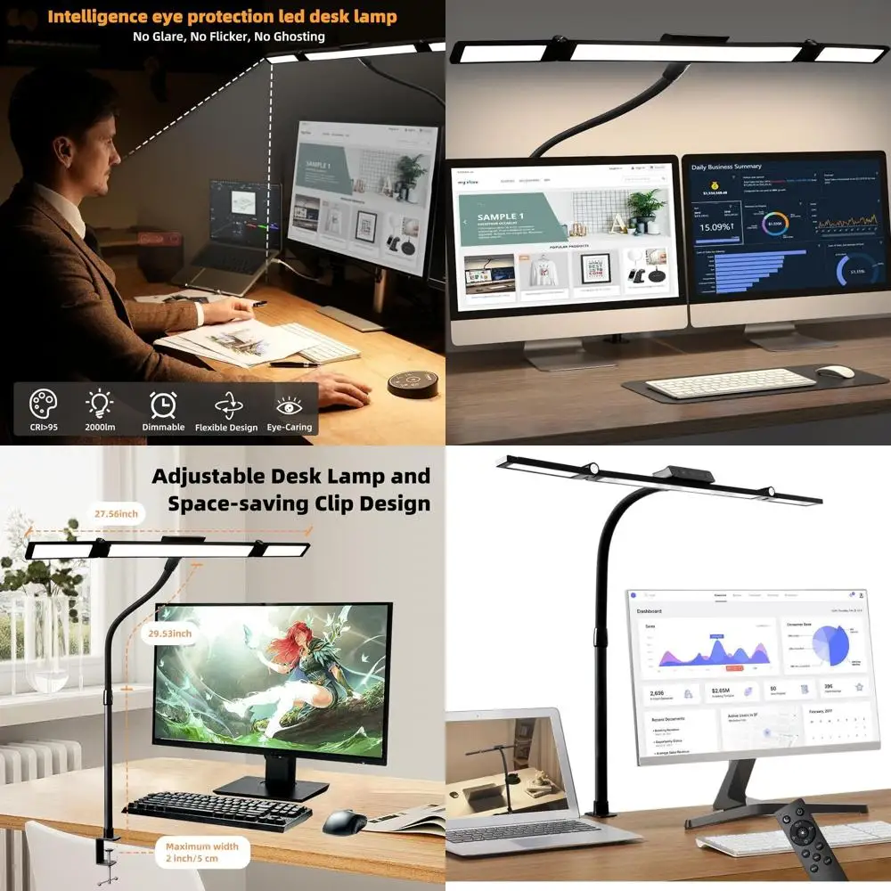 

Настольная лампа на гибкой шее с зажимом и датчиком человека, регулируемая яркость 24 Вт, светодиодная лампа из закаленного стекла для дома/офиса