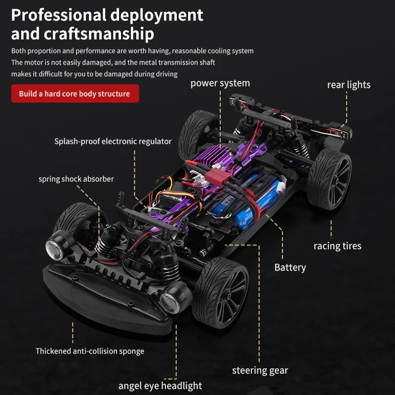 سيارة 1:16 عالية السرعة بجهاز تحكم عن بعد AWD سيارة كهربائية مسطحة للجري سيارة سباق احترافية 35 كم/ساعة RC نموذج سيارة لعبة هدية