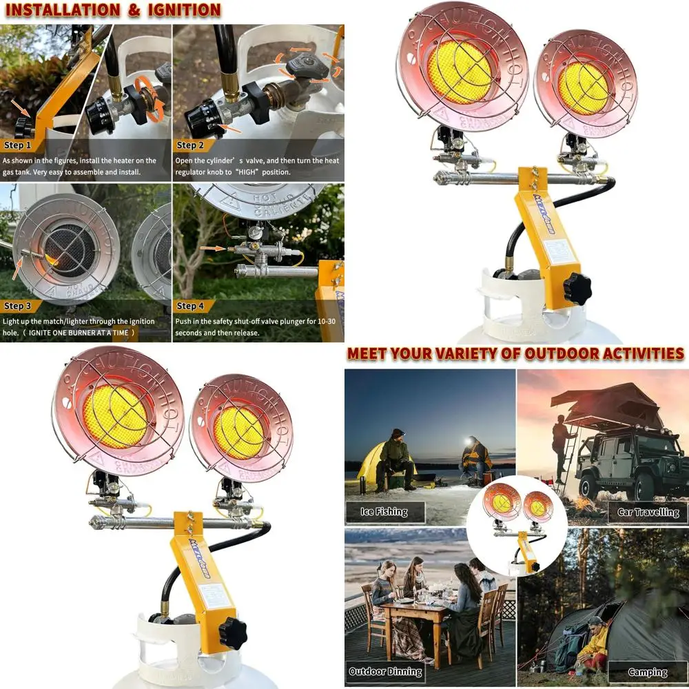 

Portable 30,000 BTU Propane Heater for Indoor/Outdoor Use with 3 Settings, Overturn Safety, Ideal for Camping, Tents, Garages, P