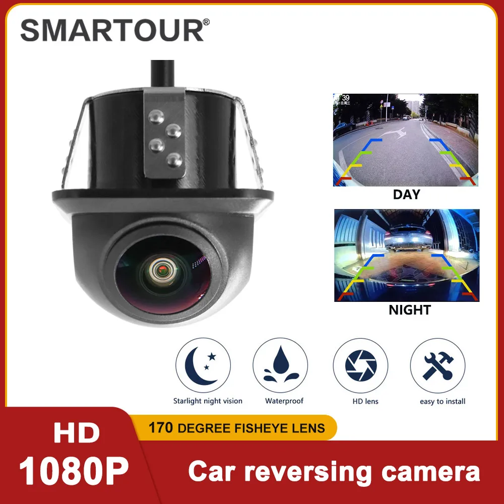 SMARTOUR CCD CVBS NTSC coche HD 170 grados gran angular cámara de marcha atrás ojo de pez luz de estrellas visión nocturna cámara de respaldo de