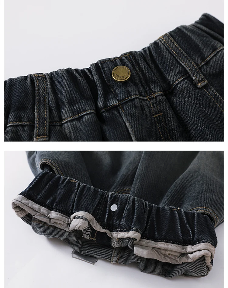 Neues Design Baggy Jeans für Mädchen, Herbst, locker, lässig, elastische Taille, Teenager-Kinder, weite Hosen, Streetwear, Kinderhosen – Detail 10