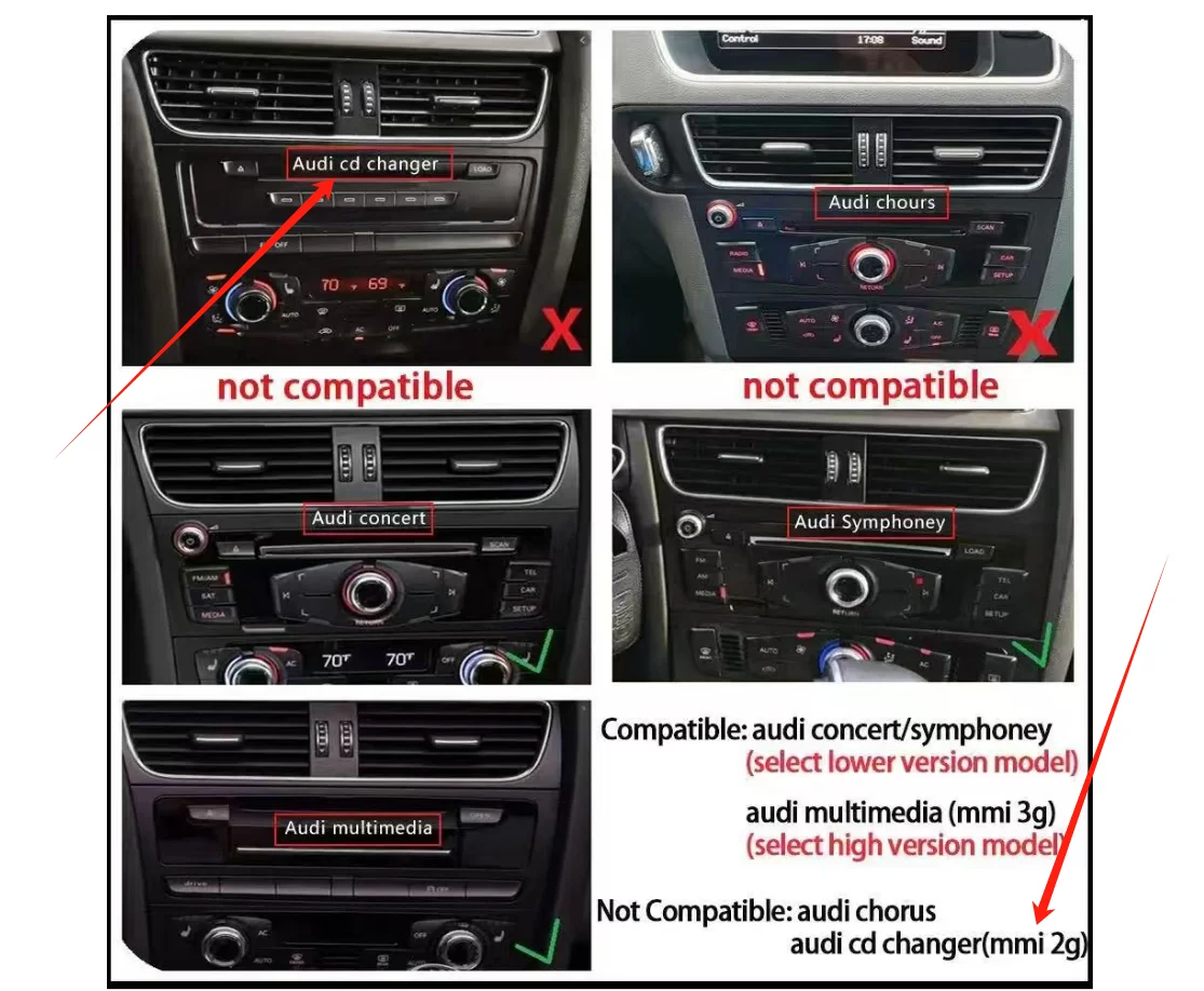8.8 inch Android 13 Car Multimedia Radio Player Wireless Carplay For Audi A4 B8 2009-2016 4G Wifi 8 Core CPU GPS Navigation