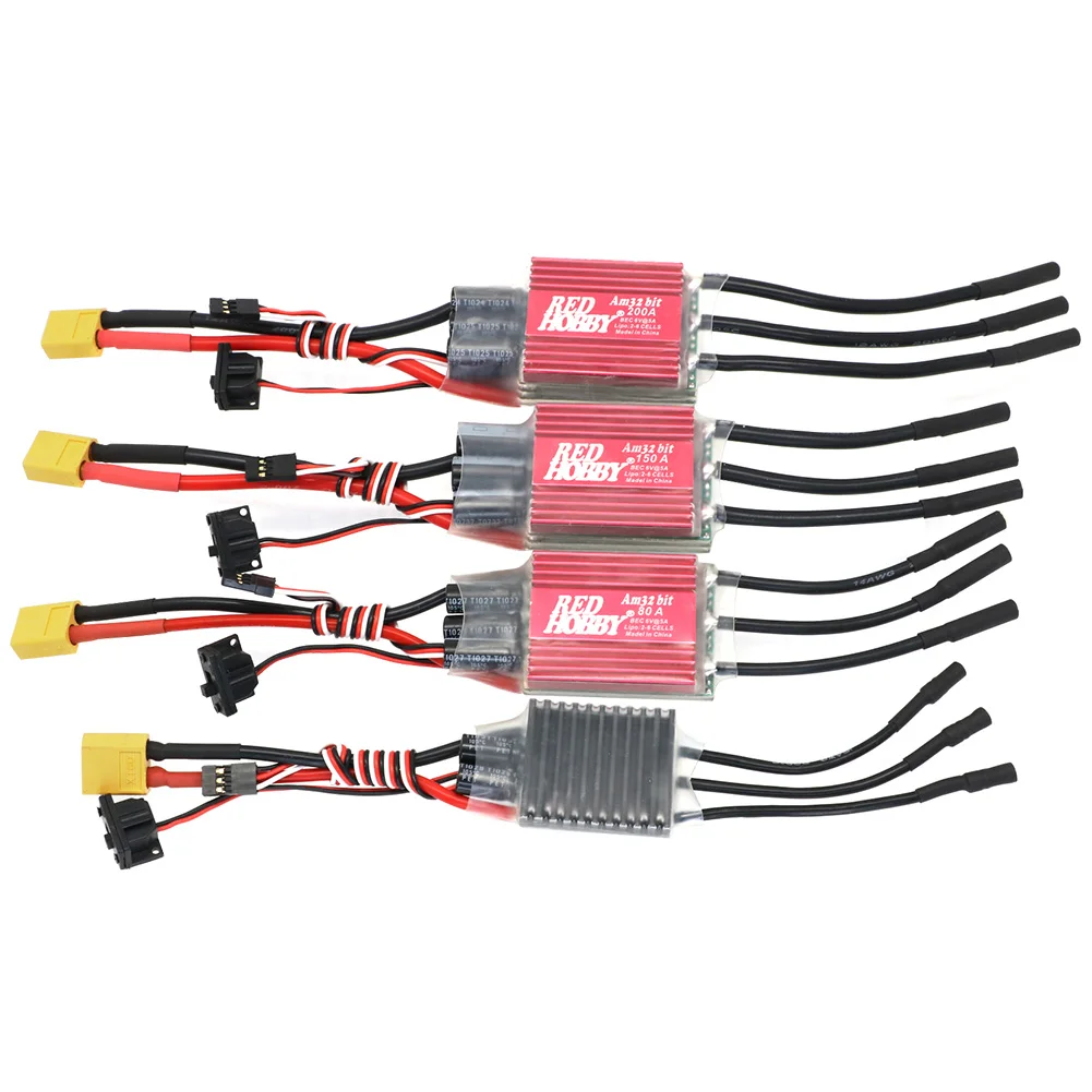 RedHobby AM32 200A 160A 80A 60A  Programming Brushless ESC 2-6S BEC 6V/2A 6V/5A For 1/10 1/8 RC Crawler Car Axial TRX SCX10 TRX4