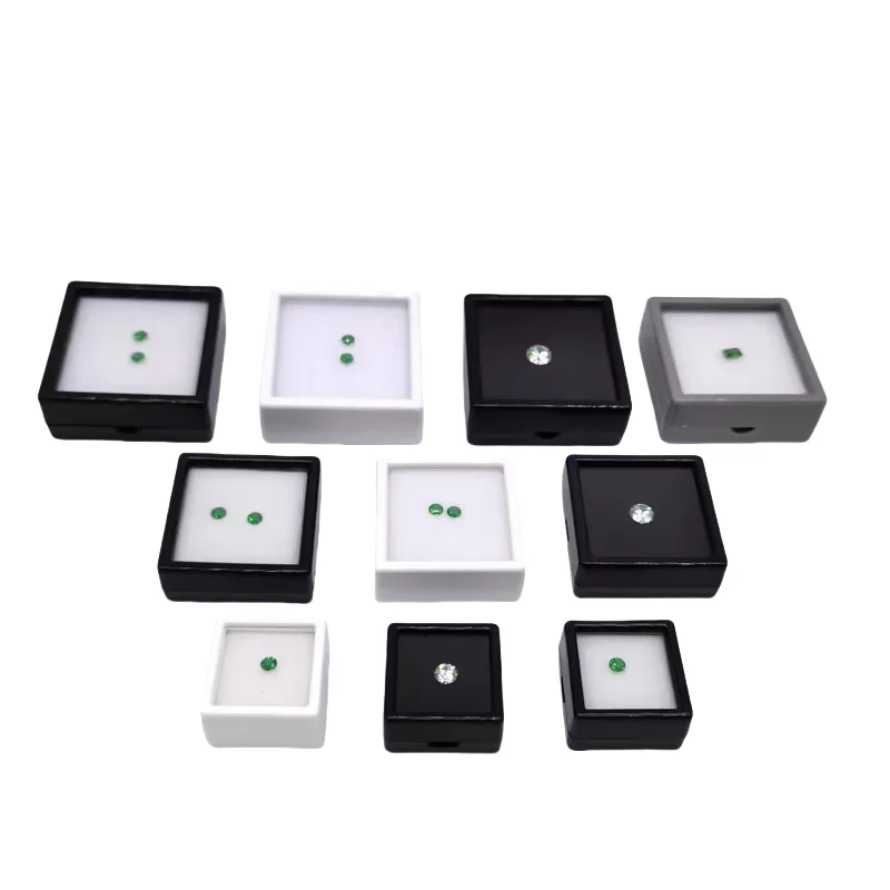 Plastic Square 3*3 Loose Diamond Box Diamond Jewelry Display Case  Plastic White Black