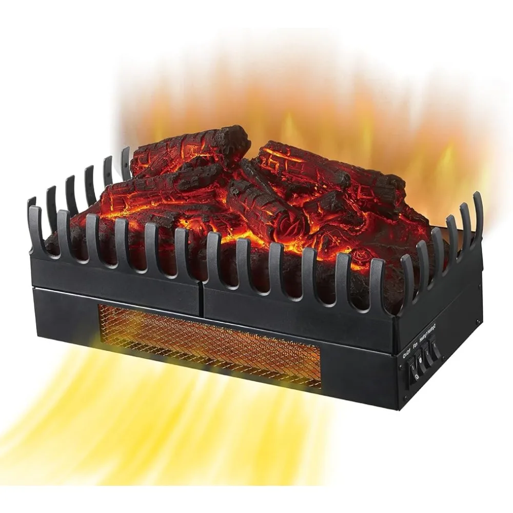 

Heater 750/1500W, Adjustable Brightness Charcoal Bed Realistic Flame Fireplace Decor for Living Room Bedroom 120V Black