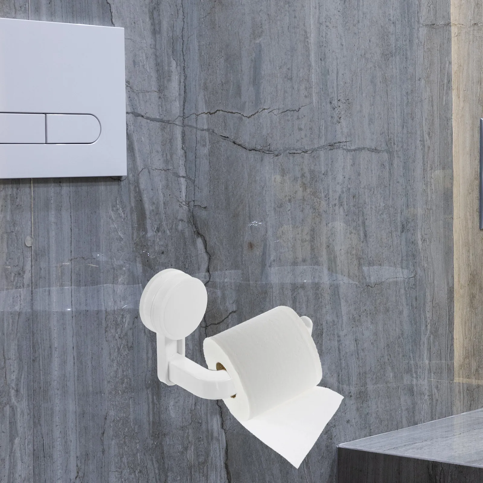 Vacuum Suction Toilet Paper Holder No Tool Easy Install Bathroom Wall Mount Paper Roll Organizer Tissue Holder Towel Rack
