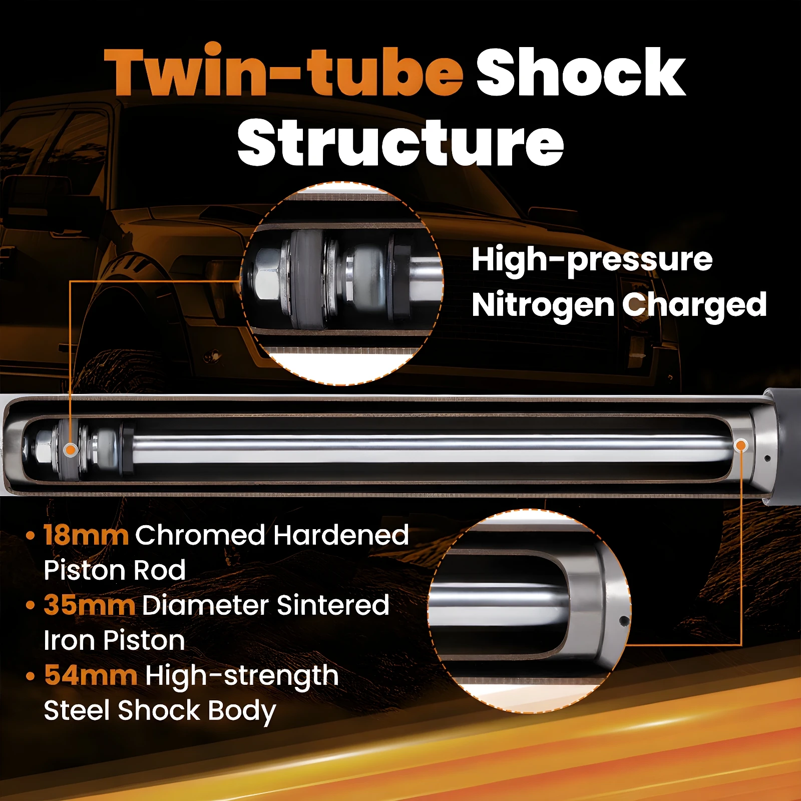 

5.5-7" Off-Road Suspension Lift Shocks for Silverado Sierra 2500HD 2001-2010