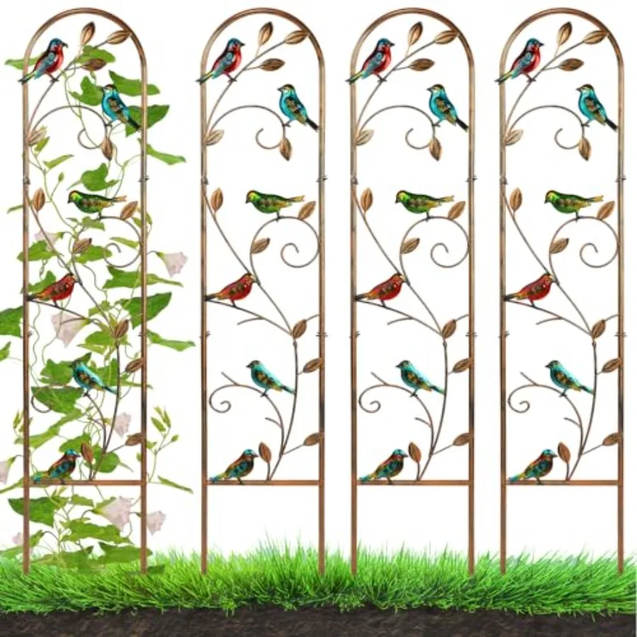 

4 Pack Metal Garden Trellis for Climbing Plants, 60x11 Inch Detachable Rustproof Arched Fence Flower Vegetable Plant Stand for
