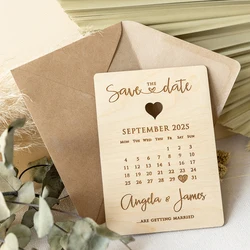 Custom Save The Date Wedding Invitation Laser Cut Wooden/Acrylic  Engraved Date Calendar Save The Date Card with Eco Envelope