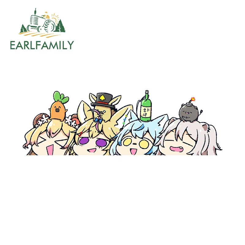 EARLFAMILY 13cm X 4.2cm For Chibi Cute Botan Omaru Polka Funny Vtuber Peek Car Stickers Creative Decals Trunk Car Styling