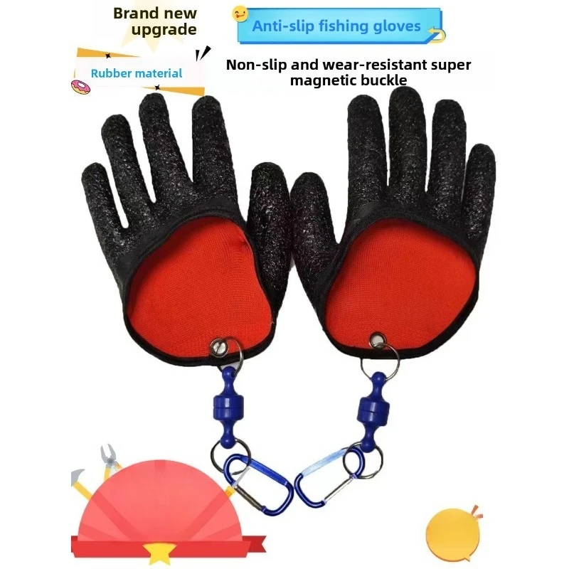 قطع مقاومة قفازات الصيد ثقب برهان عدم الانزلاق قبضة الصياد قفازات مقاوم للماء حماية اليد إغراء الصيد التعامل مع الأسماك