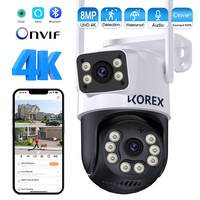 8MP 4K iCSee WiFi Camera PTZ Dual Screens Auto Tracking Night Vision CCTV Surveillance Camera Outdoor 6MP Security IP Camera