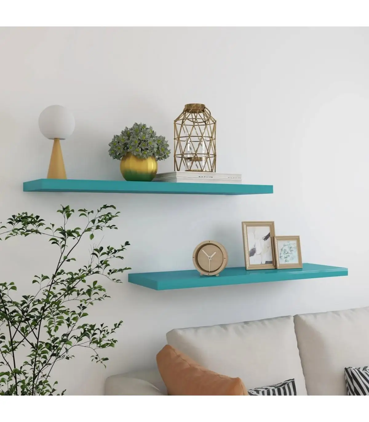 Shelves and shelving floating shelves wall 2 Pins blue MDF 90x23,5x3,8 cm