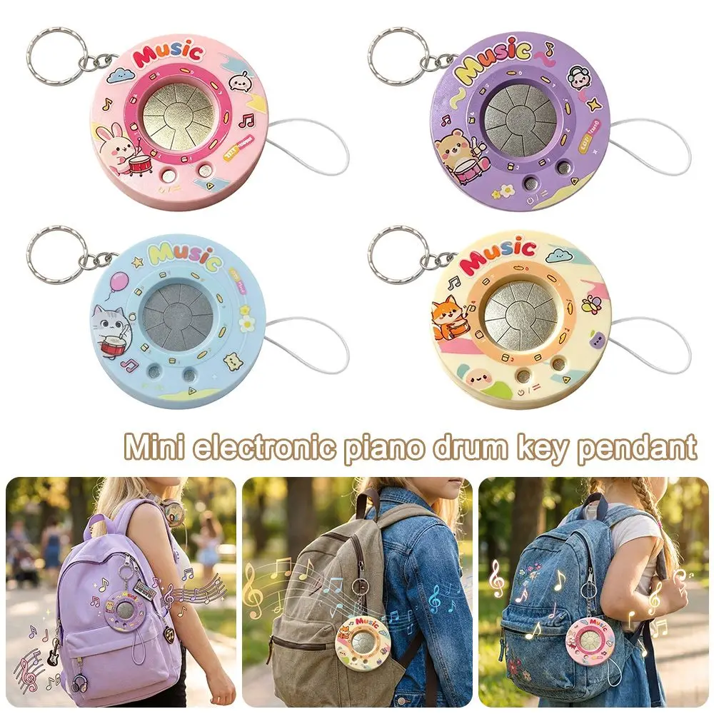 Gifts Cartoon Mini Piano Keychain Playable Keyboard Round Shape Musical Plastic Cute Style Fun Sound Party Favor