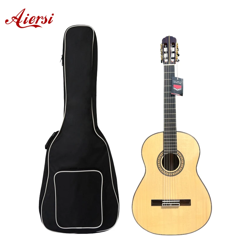Aiersi China Factory High Quality Handmade Classical Guitar All Solid Spruce Top Classic Guitar