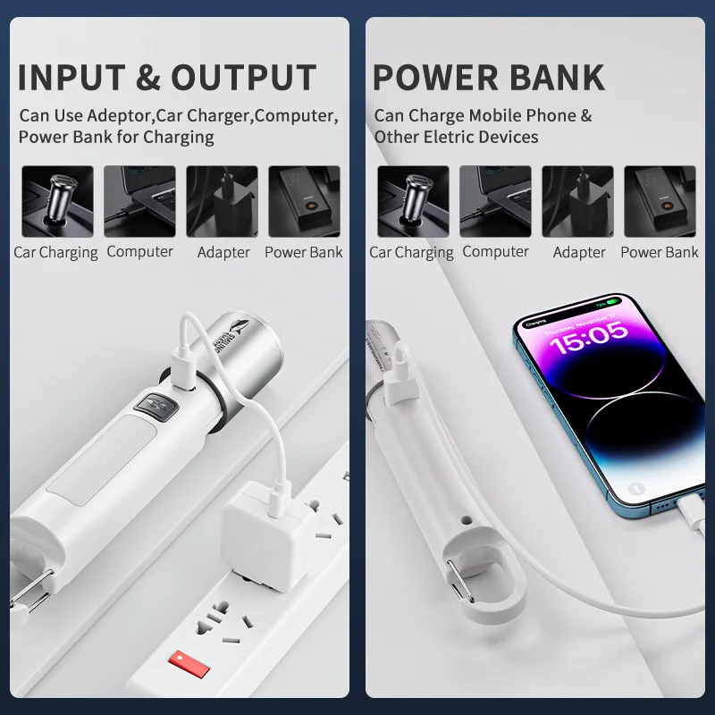 Xiaomi Youpin 強力な光懐中電灯ホーム緊急キャンプ高輝度多機能充電式照明ランプ屋外