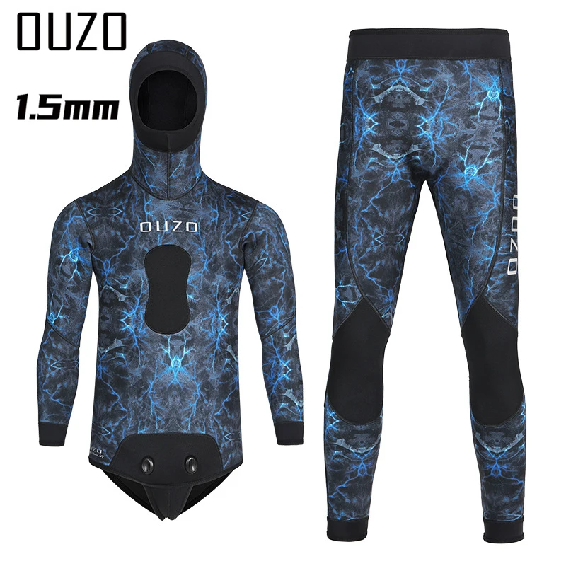 Traje de neopreno de 1,5 MM para hombre, traje de camuflaje para mantener el calor, Surf, buceo, pesca submarina, traje de baño, Kitesurf