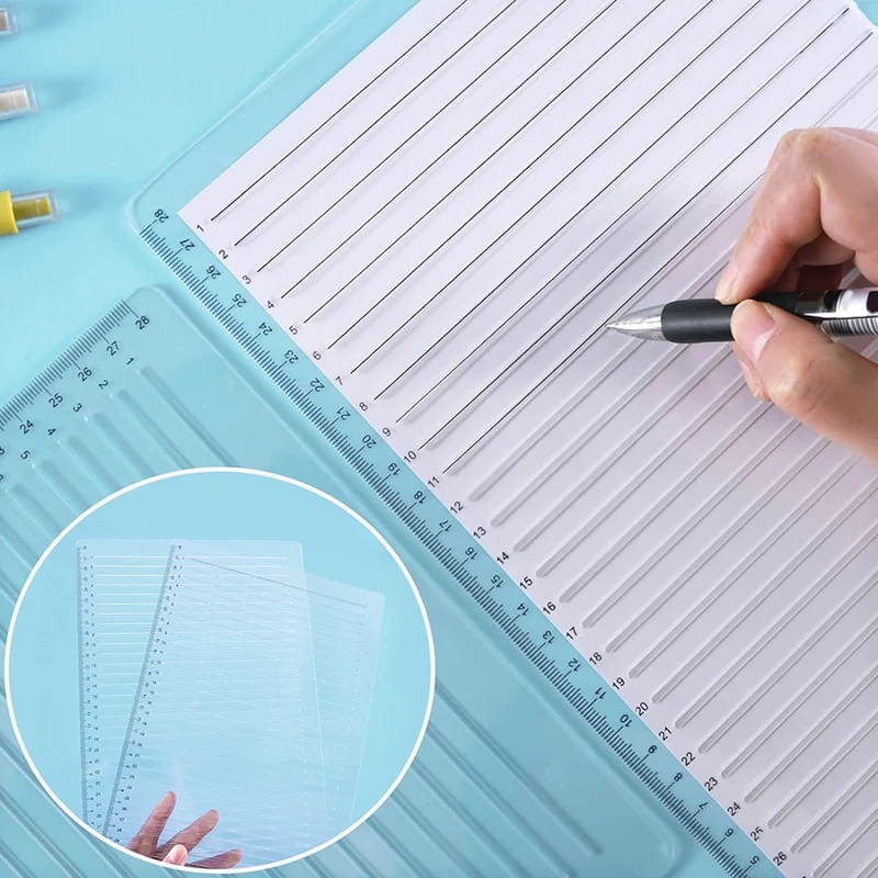 Straight Line Drawing Stencil Template Calligraphy Stencil Measuring Ruler Template Kit For Journaling, Painting White