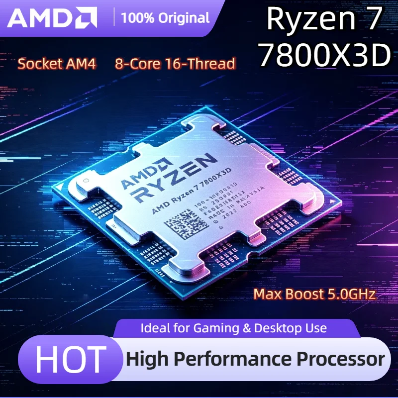 트레이 노 팬 AMD 라이젠 7 7800X3D R7 7800X3D 8코어 16스레드 5.0GHz 5NM B650 소켓 AM5 L3 96M 프로세서 120W DDR5