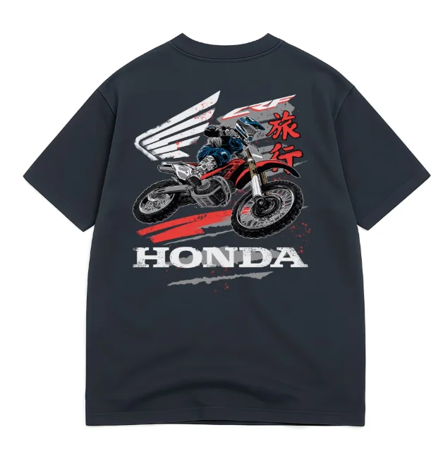 

Мужская футболка Honda, летняя уличная одежда, повседневная рубашка с плоским принтом и туристической тематикой, мотоциклетная футболка