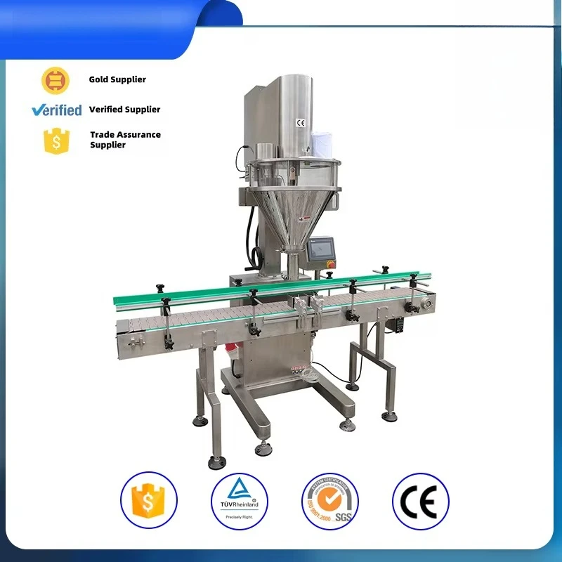 Full Automatic Jar Bottle Chili Spice Flour Milk Powder Auger Dosing Filler Dry Powder Screw Filling Packaging Packing Machine