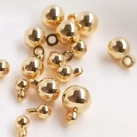 14K Gold Plated Solid hanging bead round bead DIY bracelet anklet jewelry pendant ball hanging bead accessories material - Detail 1