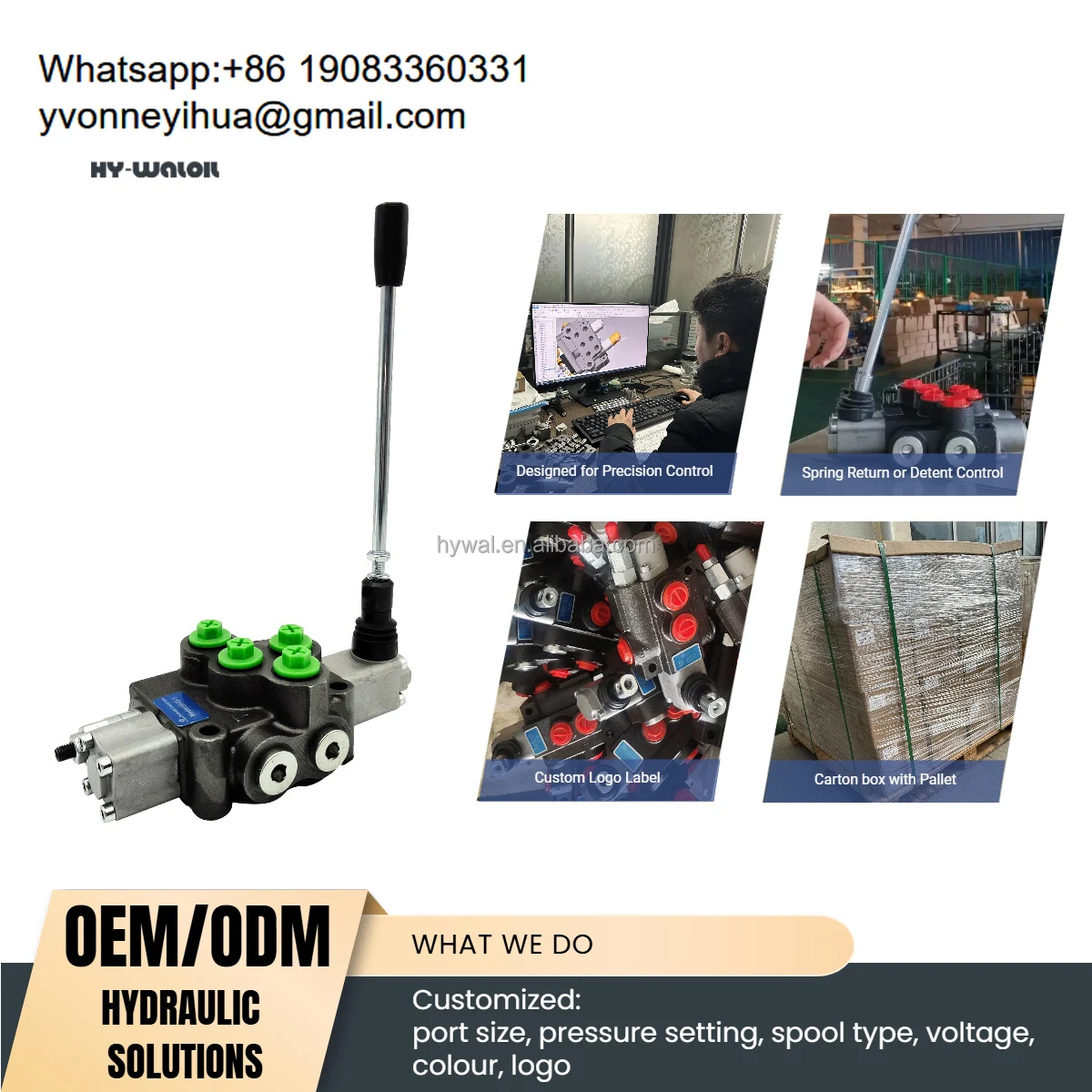 

Hy-waloil Mobile Control Valves M45 Double Acting 45L Min 3/8 BSP Monoblock 1 Bank Hydraulic Valve
