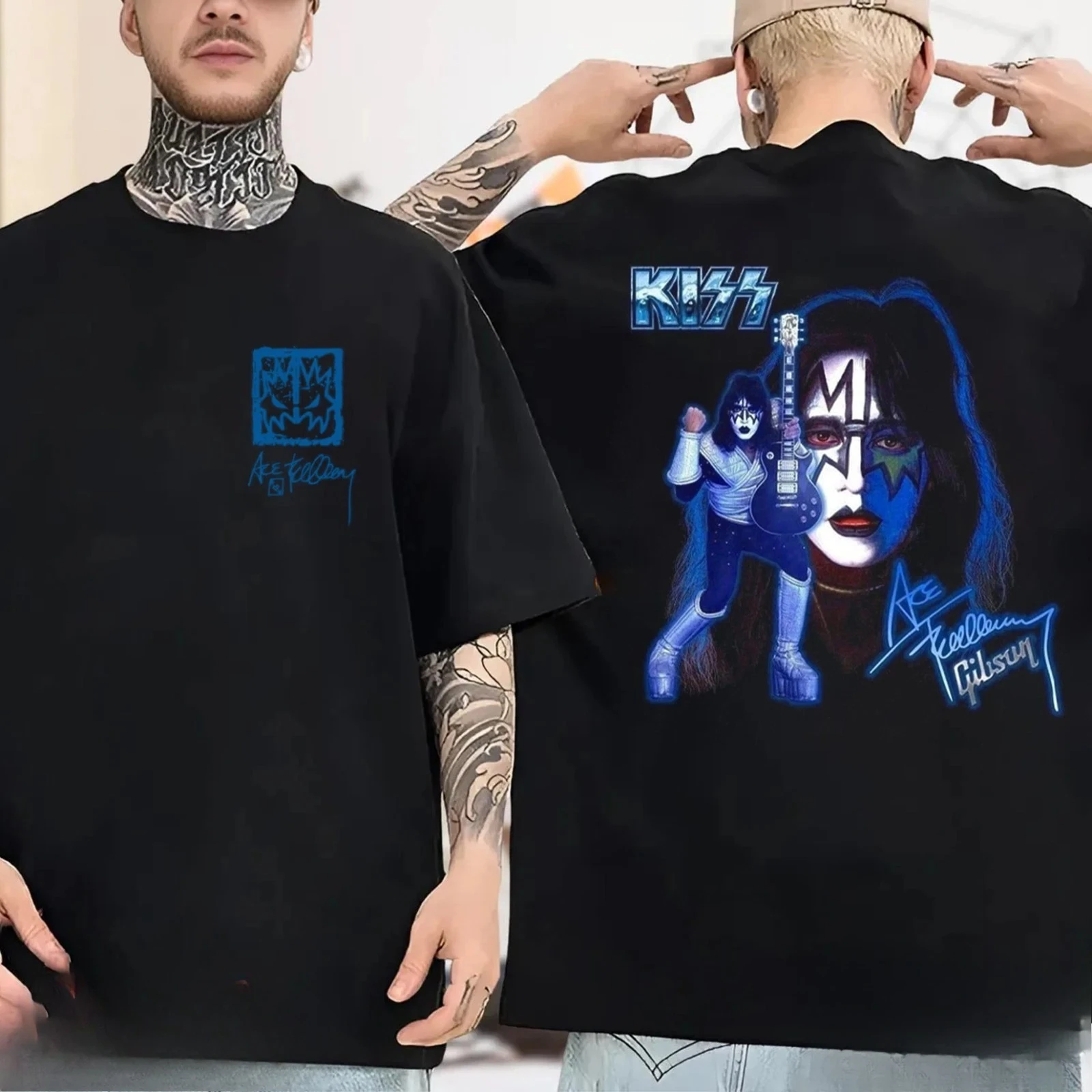 تي شيرت KISS Ace Frehley Legendary 1951-2025 التذكاري - متعدد الألوان الفاخرة الراقية لكل من الرجال والنساء Y2k #1