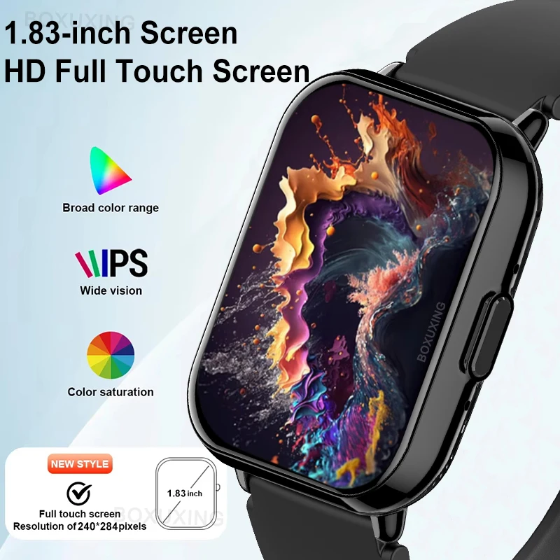 2025 New 1 ATM Water Proof Smart Watch 1.83'' HD Screen Bluetooth Calling 100+ Sports Modes Smart Watch for Men and Women