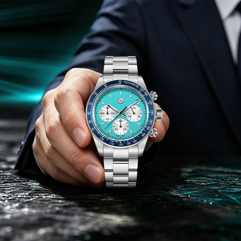 

2026 ROLLS TIMI Men's Watches Top VK63 Men's Chronograph Luxury Sapphire Quartz Watches for Men Waterproof Stainless Steel Reloj
