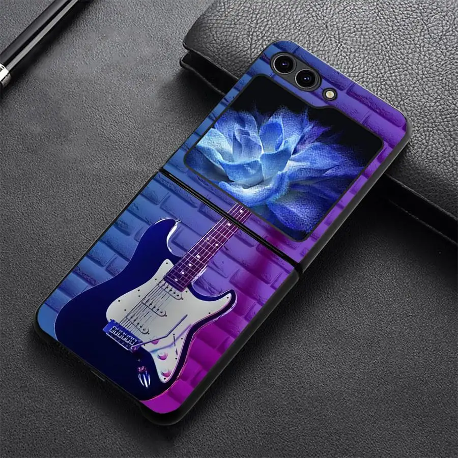 Case for Samsung Galaxy Z Flip 8 Flip7 FE Z Flip 7 6 5 4 3 Flip3 Flip6 Flip4 Flip5 Phone Shell Funda Black And White Guitar