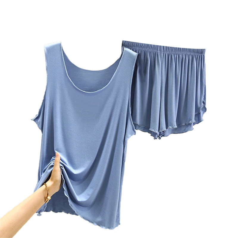 Modal Svel Ice Silk Spwear Women's Summer Loose Top orts Home Clothes Two-Piece Set Comfortable Breathable Nightgown