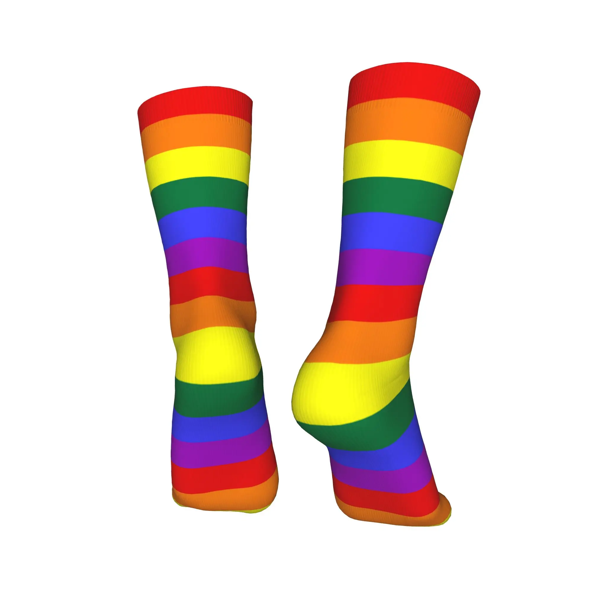 Calcetines Kawaii LGBT con bandera del arco iris para mujer y hombre, calcetines cálidos con estampado 3D para deportes de fútbol