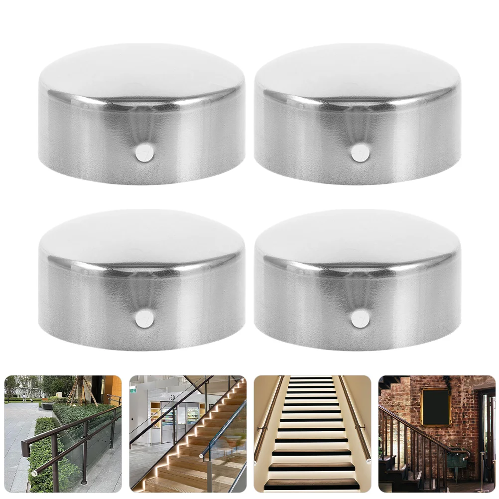 

4 Pcs Handrail Tube Accessories End Plugs Metal Stair Caps Guide Stainless Steel Decoration Railing