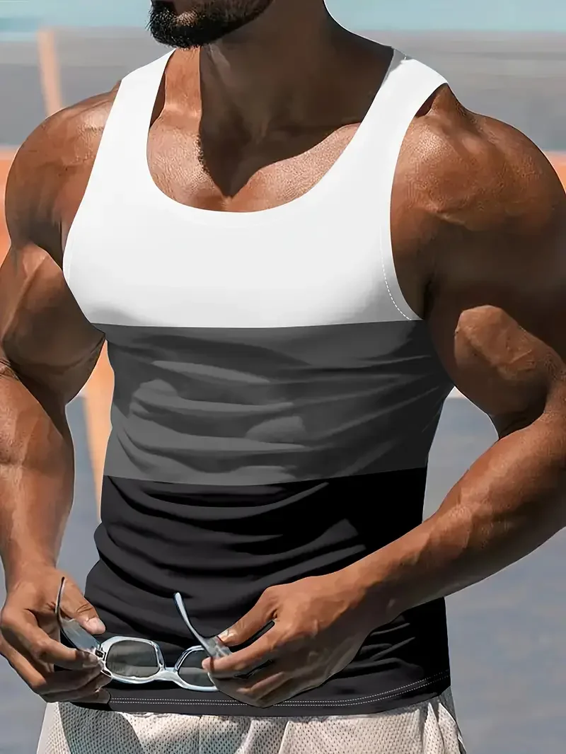 

New Sleeveless Vest Street Casual Men's Vest Running Fitness Vest Quick-dry Round Neck Fitness T-shirt Men's Breathable Tops