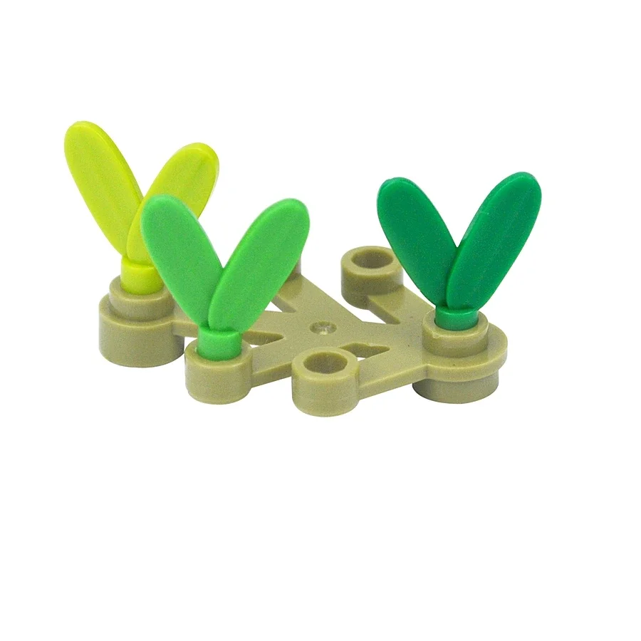 MOC 200 Stück Bausteine Pflanze Blumenstiel Baum Blatt Bodenstift mit 2 Blättern Gras Garten Teile Baustein Kompatibel Montage Spielzeug – Detail 3