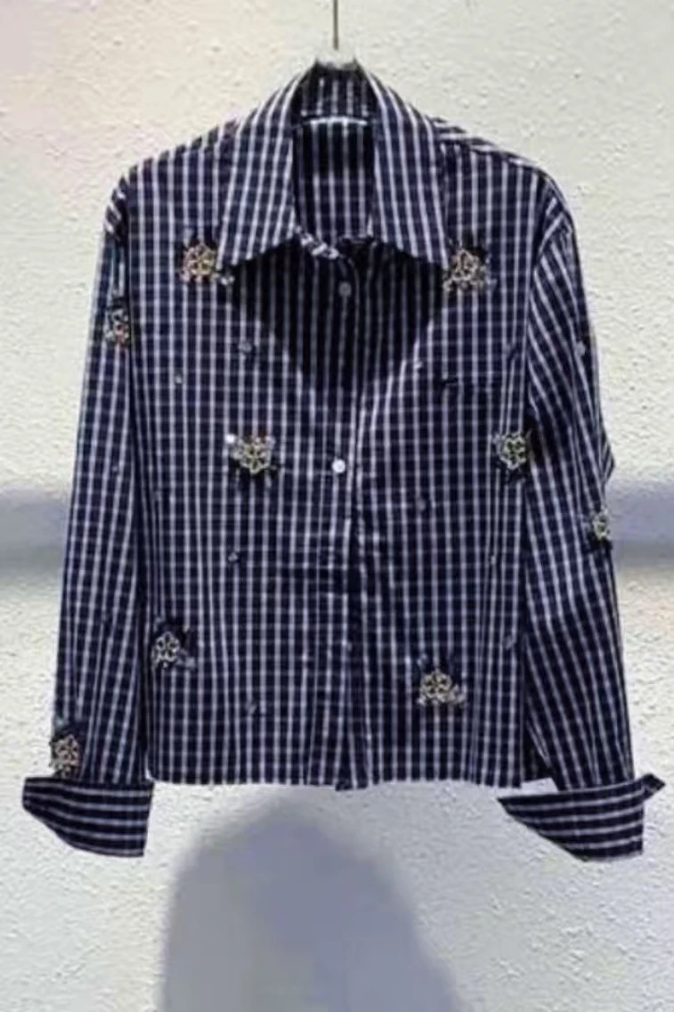 High-end-Marke Design Exquisite Stickerei Kurze Shirts Blusen für frauen Langarm Süße Chic Lose Top Femme Kleidung