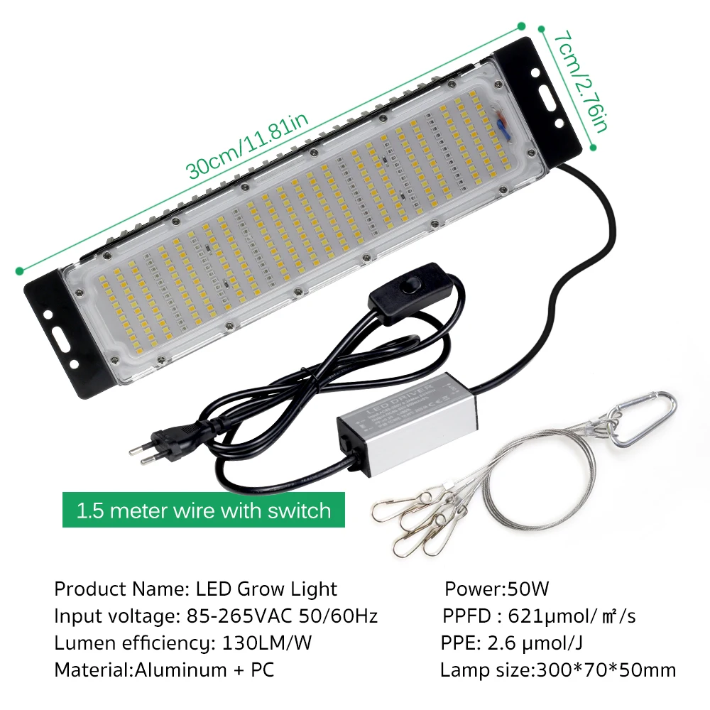 50 واط الطيف الكامل مجلس الكم AC110V 220 فولت LED مصباح النمو لإضاءة نمو النباتات المائية الدفيئة #6