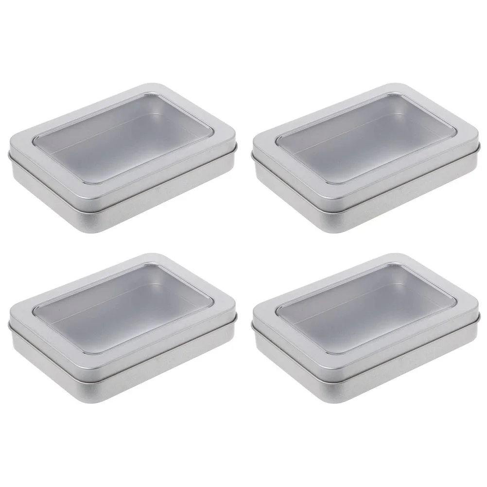 4 Buah Kotak Penyimpanan Flash Drive USB Kotak Timah Organizer untuk Kunci Rokok Perhiasan Kotak Penyimpanan USB Kotak Timah