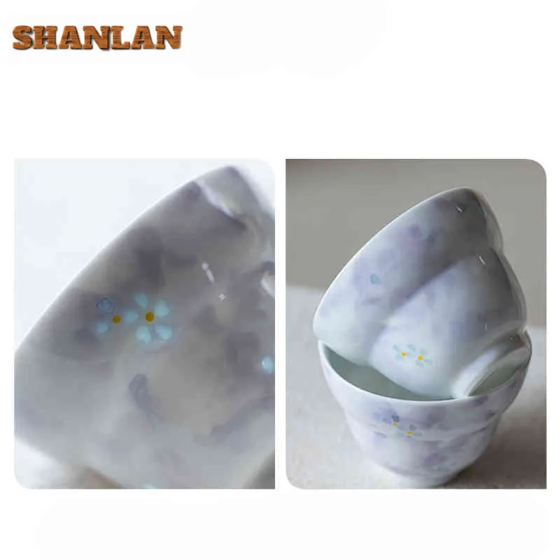 2 قطعة/الوحدة رسمت باليد الزهور مخرمة فنجان الشاي زن وعاء الشاي إبريق الماء الشاي تذوق كوب شخصي Jianzhan ماستر أكواب للشاي 85 مللي