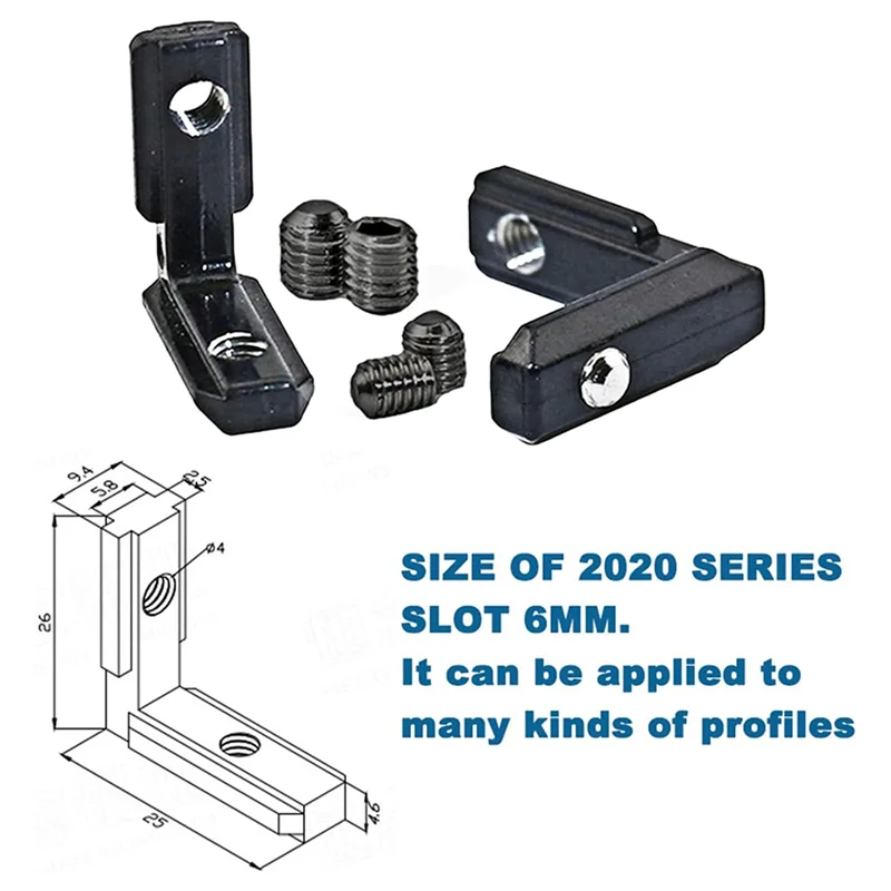 24Pcs 2020 Series L-Shape Interior Inside Corner Connector Joint Bracket With Screws-ABYA
