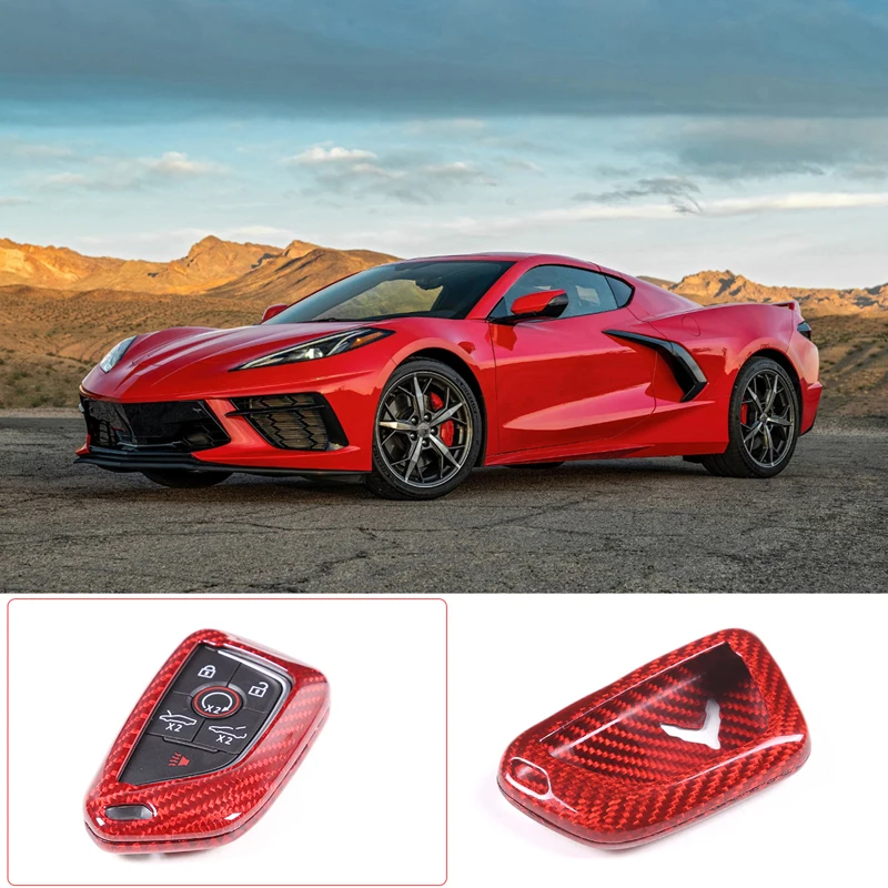 

Key Fob Cover for Chevrolet Corvette C8 Real Carbon Fiber Key Case for C8 Stingray Z06 Z51 2020-2024 2025 Smart Key Accessories