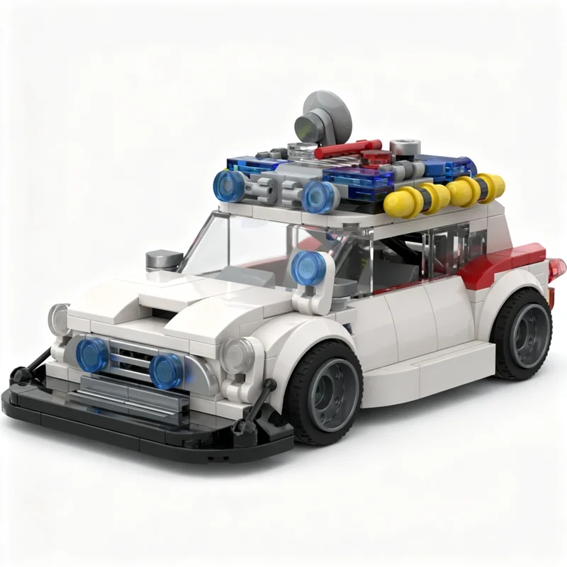 330pcs MOC city Champions 2022 MINI Cooper S Custom 'Ecto-1' Model Christmas Gift Home Decor Collectible Living Room Decoration