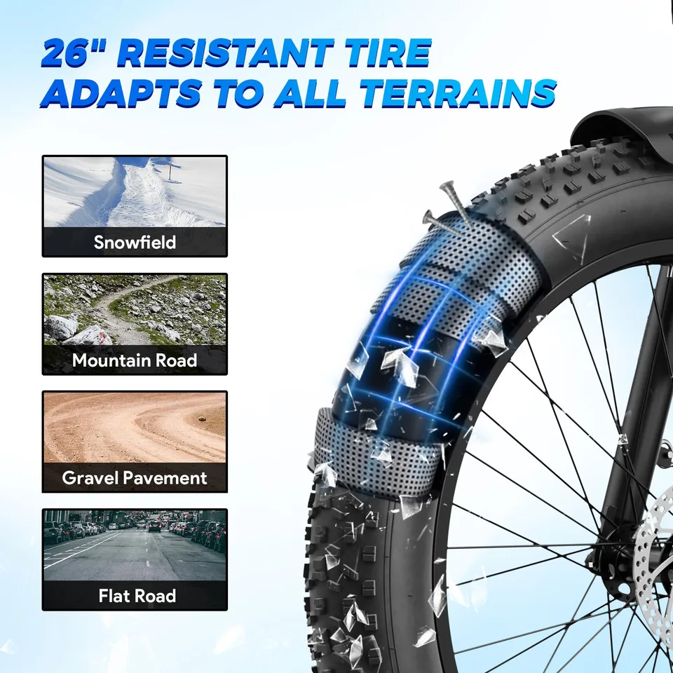 1800W 26" Fat Tire Electric Bike 48V 17.5AH 36MPH eBike for Adults Mountain US image 7