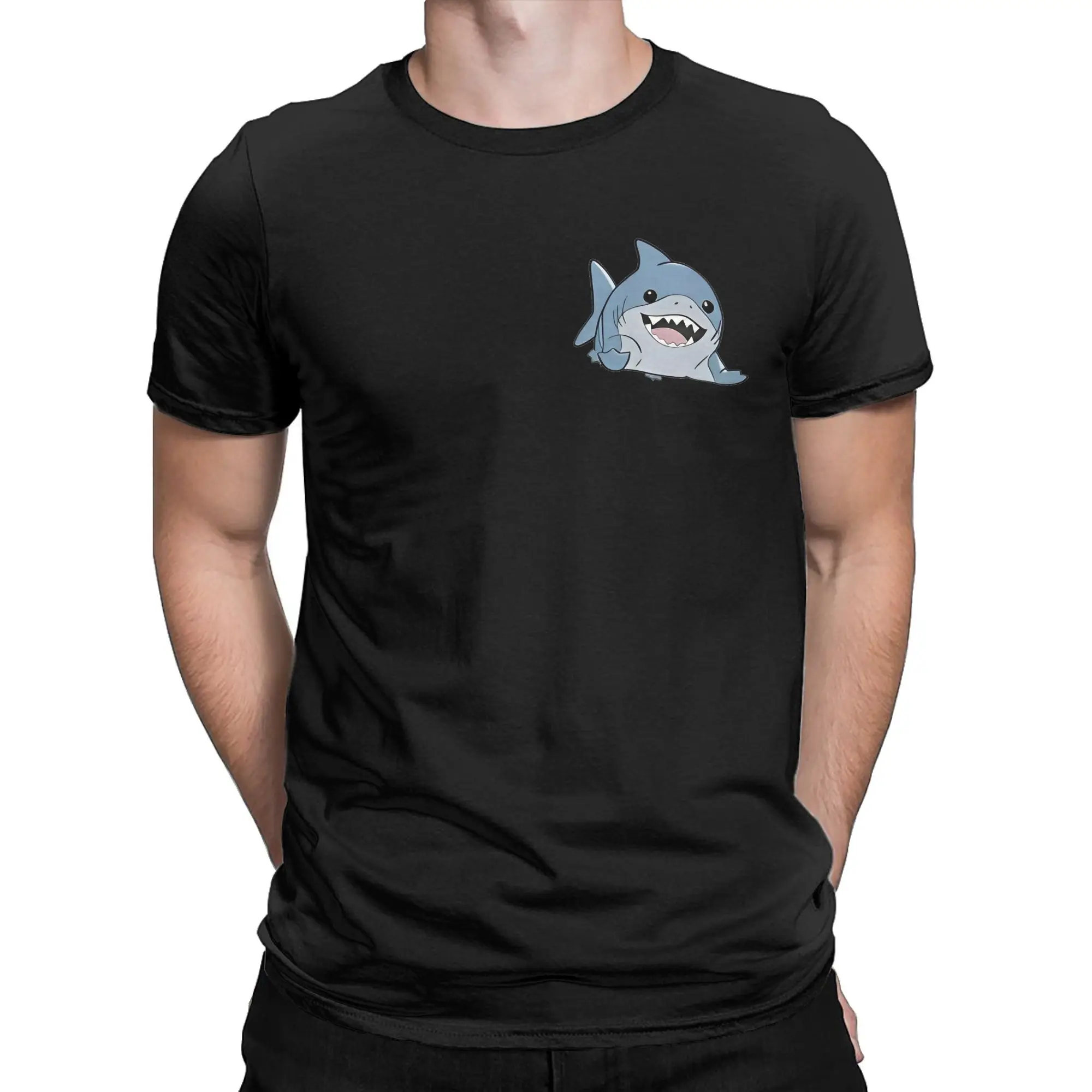 Cute Jeffs the Shark T-Shirts for Men Women  Vintage Pure Cotton Tee Shirt Round Neck Short Sleeve T Shirts Plus Size Tops